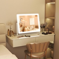 Miroir de maquillage LED avec éclairage, 3 couleurs d'éclairage, commande tactile, miroir de vanité rotatif pour la table de maquillage de la chambre à coucher