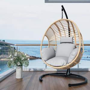 Dwoo Extérieur Intérieur Moderne Patio Balançoire Surdimensionné Loisirs Suspendu Hamac Oeuf <span class=keywords><strong>Chaise</strong></span> avec Support - Product Image 6