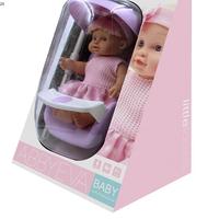 Sécurité en plastique mignon biberon pipi enfants rose poussette jouet bébé qui parle poupées avec poussette et bouteille