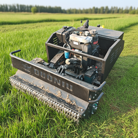 Mesin Pemotong Rumput Mini Robot Diesel Tanpa Kabel dengan Remote Control, Dilengkapi Aksesoris Pembajak Salju, Mesin 4-Tak Industri DIY