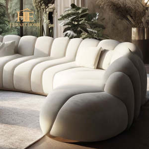 Divano Moderno a Forma <span class=keywords><strong>di</strong></span> Nuvola, Divano Sezionale Caterpillar, Divano Angolare a <span class=keywords><strong>L</strong></span> Nordico a 3 Posti, Set Divano in Tessuto per Soggiorno - Product Image 2