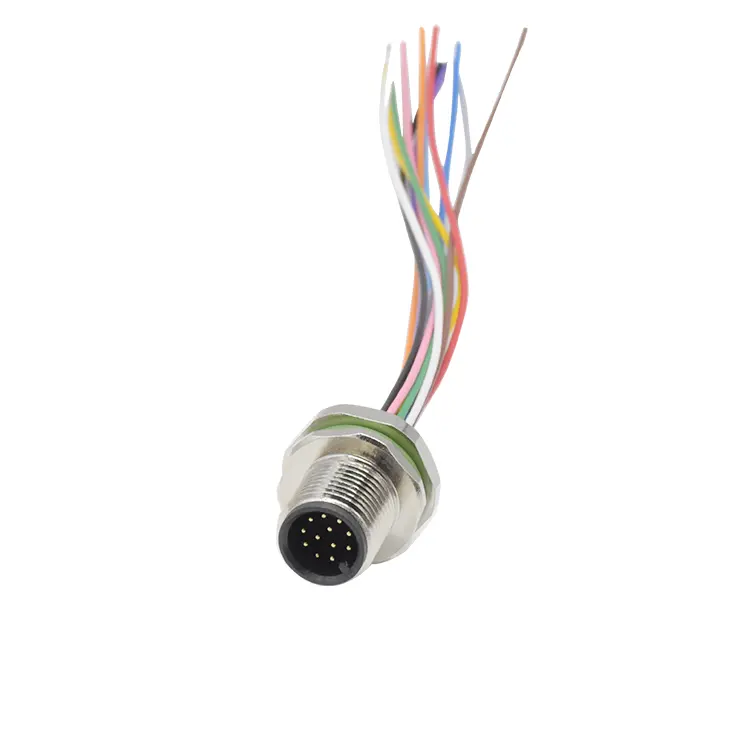 M12 разъем pcb cable12 pin A-код передний зажим штекер разъем панели крепление водонепроницаемый разъем