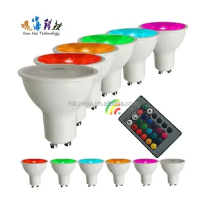 MR16 GU10 3W 5W Lampu Sorot LED Warna RGB, 16 Warna KH-RBG-CS50 Remote Control Cerdas