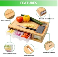 Grande planche à découper en bambou avec réservoir de jus gravé et poignée Bloc à découper en bois au design unique