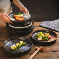Assiettes plates en céramique de 8 pouces à bord élevé ensembles de vaisselle de restaurant moderne écologique plateaux de cuisine pour
