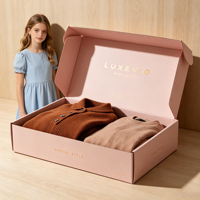 Boîte en carton ondulé personnalisée de luxe avec logo imprimé, carton rose pliable pour l'emballage d'expédition de cadeaux de marque de vêtements (pulls)