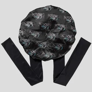Stampa personalizzata Logo Designer berretto da notte africano cravatta per capelli in raso cuffie per dormire e fasce per capelli in raso donna