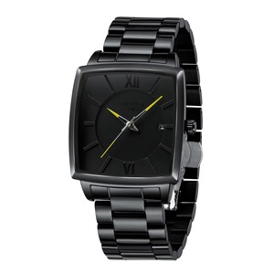 Drioshipping 2601 reloj de cuarzo de negocios envejecido de lujo para hombre, relojes de pulsera luminosos con correa de acero inoxidable cuadrados impermeables - Product Image 2