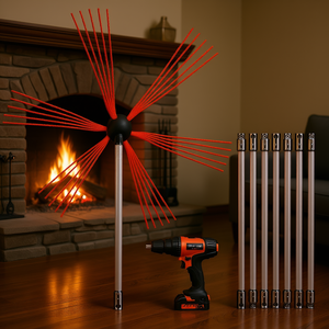 Kit de nettoyage de cheminée avec 9 tiges flexibles en nylon, outil de nettoyage rotatif à entraînement par perceuse, accessoires pour foyer - Product Image 2