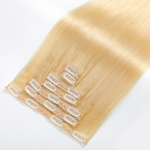 Extensioni per <span class=keywords><strong>capelli</strong></span> a clip senza cuciture, <span class=keywords><strong>7</strong></span> pezzi, 120g, <span class=keywords><strong>colore</strong></span> biondo, 100% <span class=keywords><strong>capelli</strong></span> cinesi, grado 10A 12A, pronte per la spedizione, a doppia tessitura. - Product Image 5