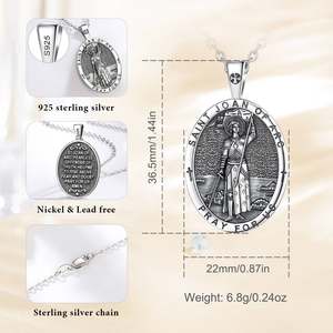 Medalla de Santa Juana de Arcos de Merryshine, Colgante de Plata de Ley 925, Joyería Religiosa Católica Cristiana, Collares - Product Image 6