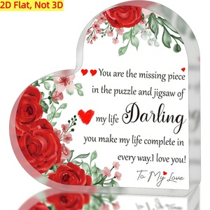 1 assiette décorative en acrylique en forme de cœur avec un message romantique que vous manquez - Product Image 6