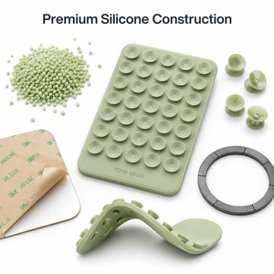 Custom Logo Magnetic Silicone <b>Suction</b> Phone <b>Pad</b> Hands Free Holder for Mirror Shower Gym Professional Business Promotional Gift - Product Image 3