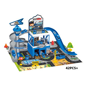 Aparcamiento de coches de policía de montaje DIY con juego de mapas juguetes edificio de estacionamiento de plástico con luces para niños - Product Image 1