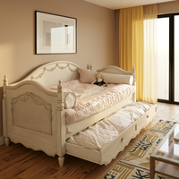 Lit plateforme moderne en bois de bouleau massif sculpté, avec rangement, écologique, pour chambre de fille, fonction extensible