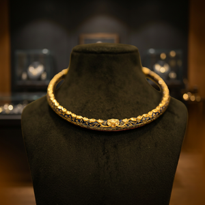 Bijou artisanal de collection culturelle Padma Kanti en or 22K/18K avec motif floral pour mariage, bijoux pour femmes - Product Image 3