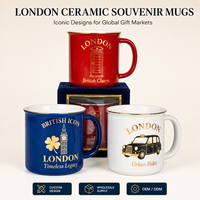 Tasses à café en céramique souvenir touristique de Londres (Royaume-Uni) avec logo plaqué or des bâtiments emblématiques, personnalisables OEM ODM en gros