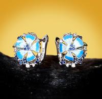 Fabricant direct plaqué platine fleur forme bague collier boucle d'oreille ensemble de bijoux pour mariage fiançailles cadeau pour les femmes
