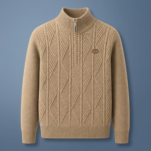Pull en laine tricoté pour homme, col roulé mi-haut, anti-plis, anti-rétrécissement, avec logo frontal, chaud, doux et décontracté - Product Image 3
