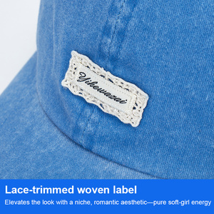 Wholesale New Custom Lace Label Logo Vintage Blue Soft Cotton Curved Denim Baseball Cap Sports Caps Sun <b>Hat</b> <b>Summer</b> Outdoor - Product Image 4