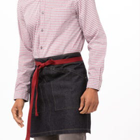 Kefei tablier de travailleur en gros 100% coton serveur serveuse court demi-barre tablier de taille de Chef avec Logo personnalisé