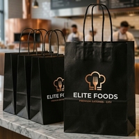 Tas Kertas Kraft Berlapis Laminasi Daur Ulang Cetak Kustom dengan Logo Anda Sendiri untuk Kemasan Makanan Bawa Pulang