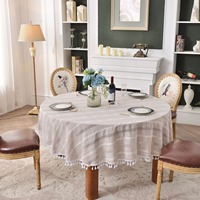 Nappe en lin polyester de haute qualité, élégante, avec broderie rayée en macramé, sur mesure, pour table à thé, chemin de table, mariage, chambre à coucher