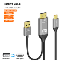 Câble adaptateur HDMI vers Type-C 4K/60Hz 18 Gbps avec alimentation USB, en alliage d'aluminium, pour mise en miroir d'écran et extension d'affichage pour PC TJ-A426