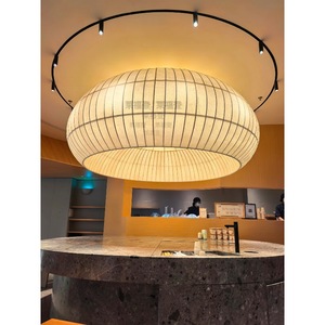 Lustre rond en soie de style japonais, diamètre 100 cm, 120 cm, 150 cm, ampoule E27 à économie d'énergie, éclairage pour hall d'entrée - Product Image 3