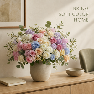 9 Têtes <span class=keywords><strong>de</strong></span> Roses Artificielles Réalistes en Soie <span class=keywords><strong>de</strong></span> Polyester, Douces et Élégantes, pour Décoration Intérieure, Centre <span class=keywords><strong>de</strong></span> Table <span class=keywords><strong>de</strong></span> Salon ou Table Basse - Product Image 1