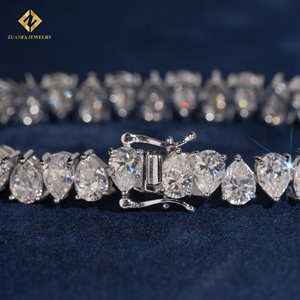 ZUANFA JEWELRY Moissanite Pear Cut Tennis <b>Bracelet</b> 925 <b>Silver</b> Rhodium Plated Unisex Luxury <b>Bracelets</b> - Product Image 4
