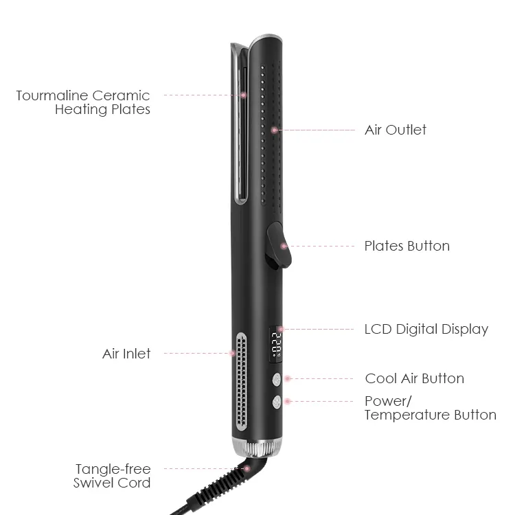 헤어 스타일 도구 헤어 플랫 아이언 쿨 에어 컬링 아이언 헤어 스트레이트너 2-in-1 헤어 스트레이트너 및 경기자 프리즈 지팡이