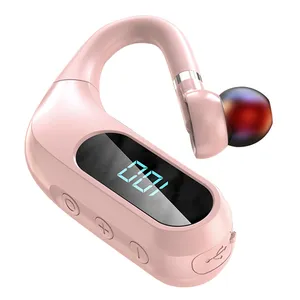 Bluetooth V5.1 עסקים אוזניות אלחוטי אחת אוזן וו אוזניות LED תצוגה דיבורית Earbud אוזניות