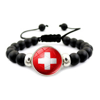 Bracelet en verre soufflé en forme de ballon de football, unisexe, tendance, noir, Allemagne, Espagne, Brésil, cadeau, bijoux