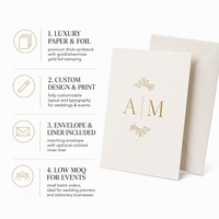 Biglietto d'invito rustico per matrimonio in carta artigianale con bordi frastagliati, stampa a caldo, logo personalizzato, design, opzioni di carta sostenibile