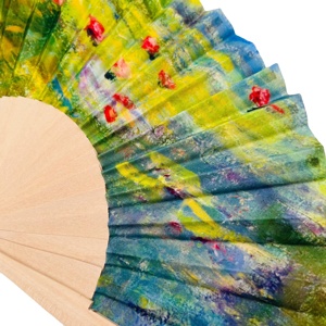 Éventails à main QM pour mariage, avec logo imprimé, en tissu, en bois ou en bambou, pliables, personnalisés, avec sangle réglable - Product Image 4
