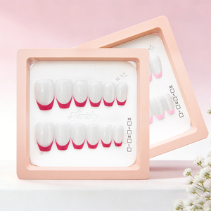 <span class=keywords><strong>Faux</strong></span> <span class=keywords><strong>ongles</strong></span> français faits main sur mesure, réutilisables, en ABS, couvrance totale, forme carrée, avec boîte d'emballage - Product Image 5