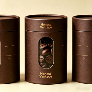Custom Logo Tea Coffee Bean Cylinder Packaging With Gold <b>Foil</b> Logo And Clear <b>Window</b> Recyclable Paper Tube - Product Image 1