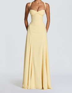Abito lungo elegante <span class=keywords><strong>da</strong></span> sera con scollo <span class=keywords><strong>a</strong></span> cuore, spalline incrociate regolabili e schiena allacciata, linea ad <span class=keywords><strong>A</strong></span> fluida, per vendita all'ingrosso - Product Image 1