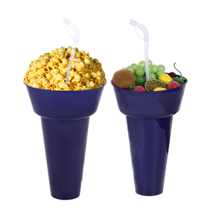 Tasse à emporter en plastique, combinaison de grande capacité, gobelet à emporter, gobelet à Popcorn créatif avec support de bol de Snack 1 pièce