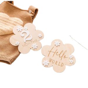 Oferta Especial: Adornos de Madera con Flores para Fotos Conmemorativas, Juguetes, Regalo Perfecto para el Primer Año del Bebé - Product Image 1