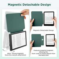 Casing Kindle kulit PU dengan penutup magnetik, dapat dilepas dengan pegangan, bangun dan tidur otomatis, casing penutup belakang jernih