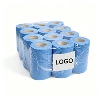Rouleau de serviettes en papier bleu à alimentation centrale, en pâte vierge, distribution perforée efficace pour les zones commerciales à fort trafic