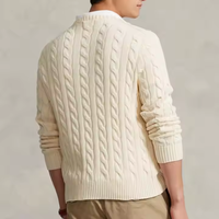 Pull à col roulé unisexe en coton mélangé ou en laine mélangée à manches longues, tricoté en câble avec un pull tricoté