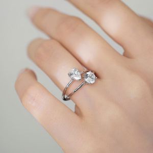 DYLAM <b>Dainty</b> Fine Fashion Women <b>Rings</b> S925 Silver Crossed 2-Layers Double 5A Cubic Zirconia Wedding Promise Engagement <b>Rings</b> - Product Image 3