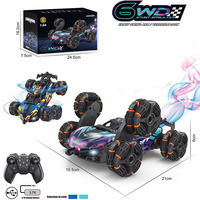 AiJH Coche de Acrobacias RC de 2.4 GHz con Luz y Spray, Camioneta Todoterreno 4WD con Control Remoto, Coches RC de Escalada de 6 Ruedas