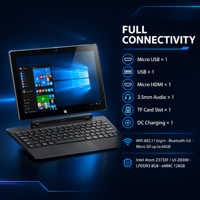 Tablette 2 en 1 Windows 10 de 10,1 pouces, processeur Intel Atom, écran tactile IPS 1280x800, caméra 5MP, clavier magnétique, Wi-Fi, pour déploiement professionnel