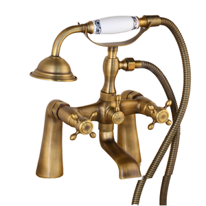 <span class=keywords><strong>Robinet</strong></span> de baignoire mural en laiton <span class=keywords><strong>avec</strong></span> <span class=keywords><strong>douchette</strong></span> à main, bec verseur, cartouche céramique, style européen, finition couleur vieillie huilée, haut de gamme - Product Image 1