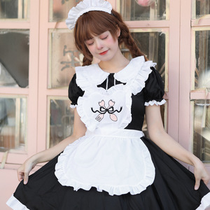 Japanese Maid Cosplay Costume Black Polyester Anime Role Play Lolita Outfit Plus Size Winter 2022 - Product Image 2