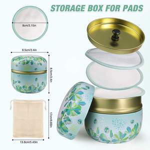 Dischetti per la pulizia del viso in cotone di bambù organico al 100% dischetti in cotone riutilizzabili per la rimozione del trucco tondi lavabili per il viso con supporto per scatola di metallo - Product Image 3